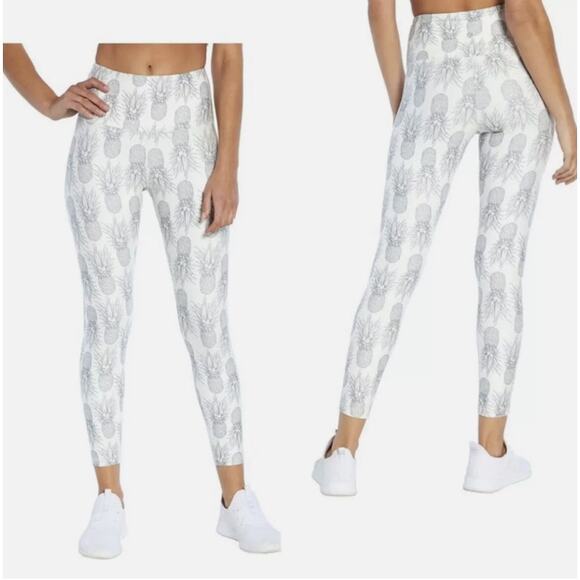 NWT Wildfox Pineapple Leggings Ankle Crop WLL1548T Womens Size Medium White Gray - Picture 1 of 11